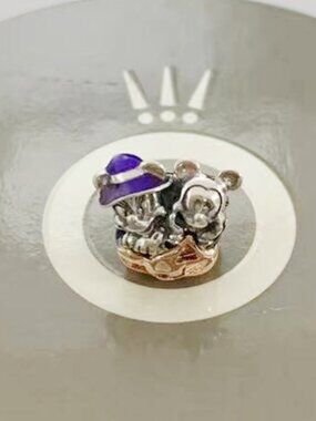 Pandora Disney Mickey Mouse & Minnie Mouse Halloween Pumpkin Charm Rose Gold